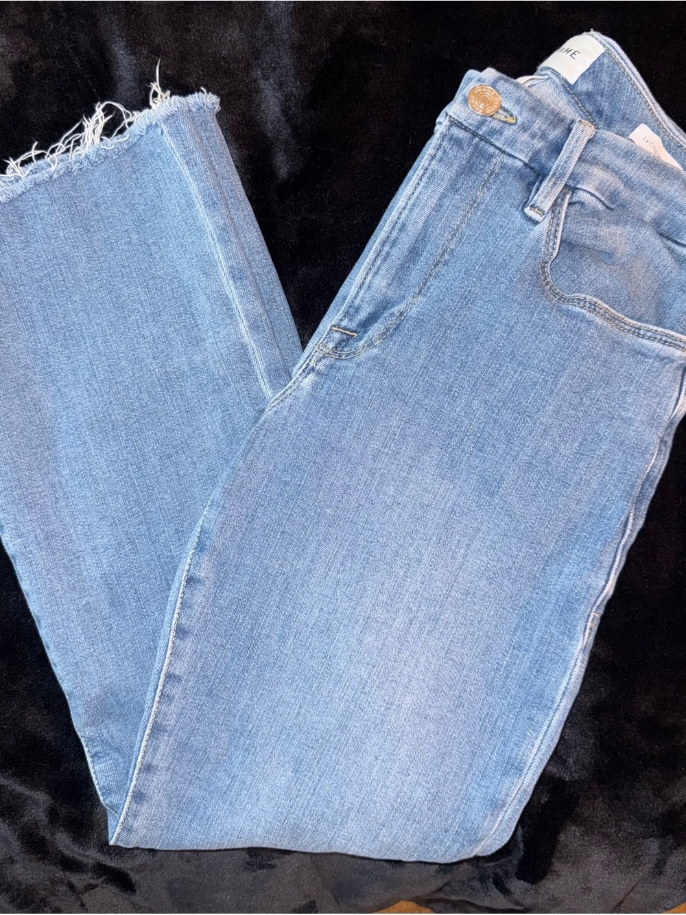 FRAME Denim Jeans Women 28 Le Crop Mini Boot Flare High Rise Stretch Raw Hem - Picture 11 of 11